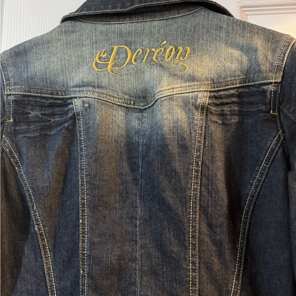 Dereon Dark Denim Jumpsuit with Gold Accents